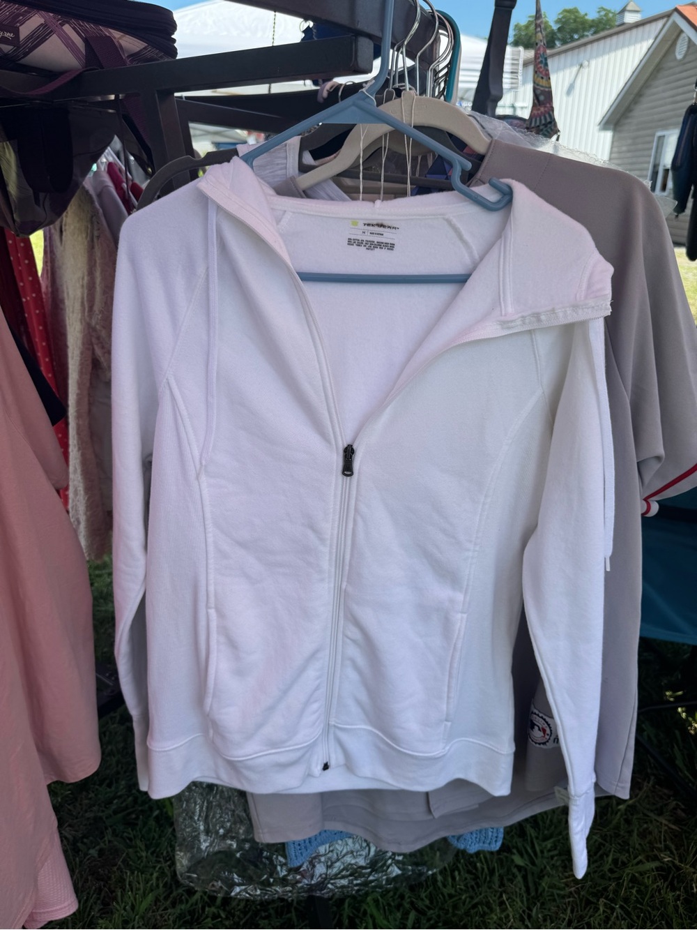 tek gear White Full-Zip Hooded Sweatshirt